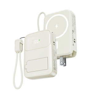 Chargeur de téléphone <span class=keywords><strong>portable</strong></span> <span class=keywords><strong>portable</strong></span> 3 en 1 10000mAh, batteries externes avec câble USB-C intégré, prise secteur pliable, batterie de voyage compacte - Product Image 1