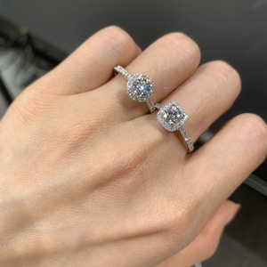 Anillo Ajustable de Plata de Ley 925 con Moissanita de 1CT/2CT, Joyería Brillante para Compromiso, Regalo para Mujer, Unisex, Venta Caliente 2026 - Product Image 2