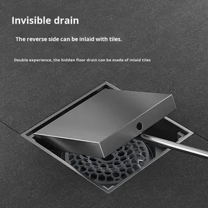 Siphon de sol OEM en acier inoxydable brossé gris anthracite, anti-odeur, grand débit, pour salle de bain, douche, machine à laver, anti-insectes - Product Image 4