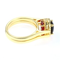 Bagues réversibles uniques à deux faces en argent sterling 925 couleur or avec zircone cubique rouge et noire pour femme