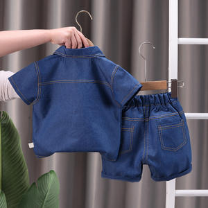 Ensemble décontracté pour enfants, chemise imprimée pour garçons, <span class=keywords><strong>short</strong></span> 2 pièces, vêtements pour tout-petits, <span class=keywords><strong>bleu</strong></span> <span class=keywords><strong>marine</strong></span> - Product Image 3