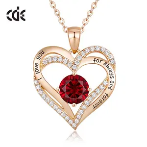 CDE YN0869 unik desain asli batu kelahiran perhiasan kalung cinta dengan AAAAA kubik Zirconia batu permata kalung hati untuk wanita