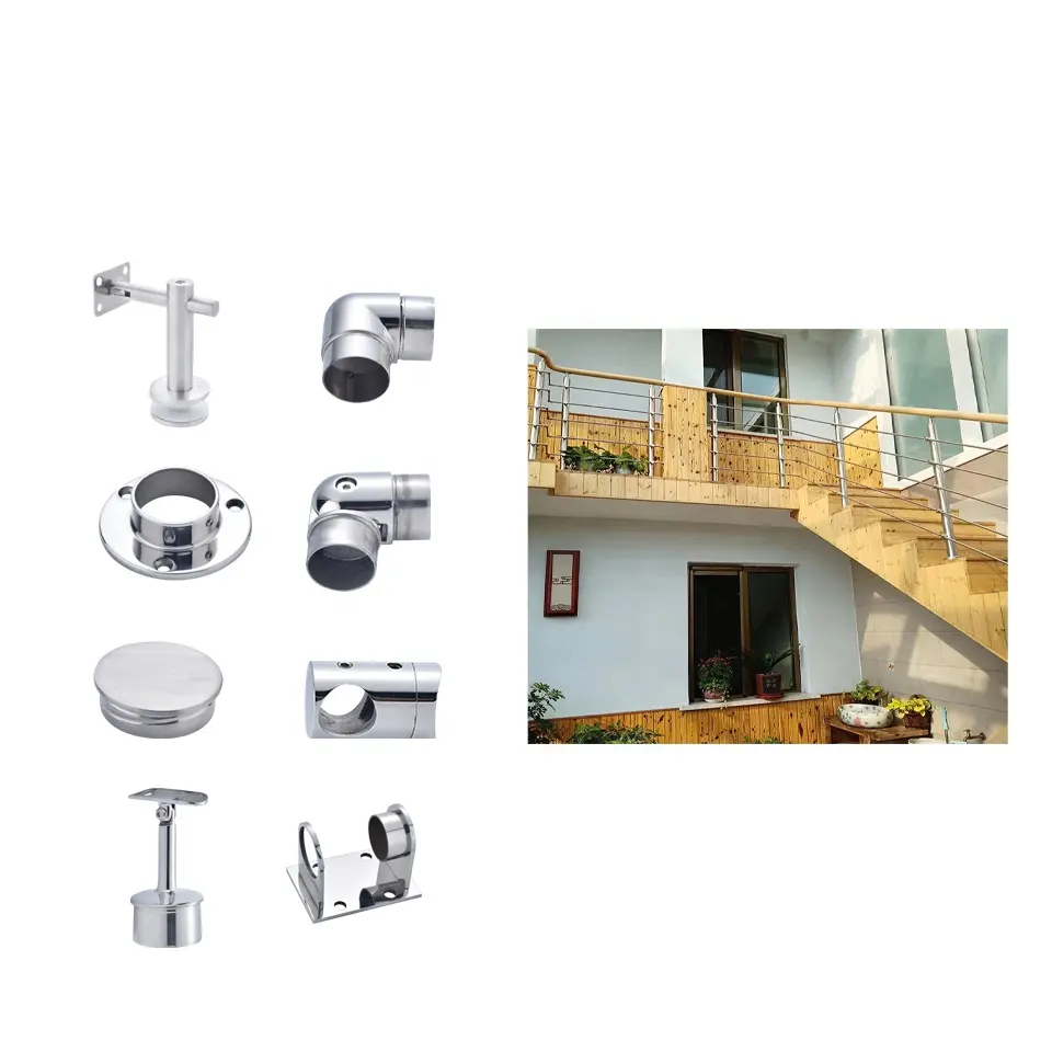 Stainless steel interior stair handrail accessories fitting bathroom glass handrail accessories elbow