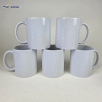 Tasses à sublimation personnalisées, designs vierges, 350 ml, 11 oz, céramique enduite, poignées, tasses à café et à thé, style classique, grande capacité, boîte cadeau