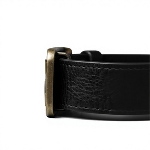 Hebilla de Cinturón Rectangular Estilo Vintage CS con Correa de Cuero Negro Genuino - Herrajes Metálicos Duraderos para Colección Histórica - Product Image 5