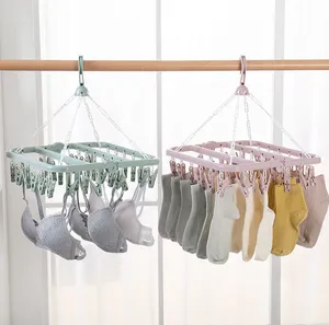 Wholesale Sock Hangers Plastic Foldable Underwear Hangers With Detachable Clips