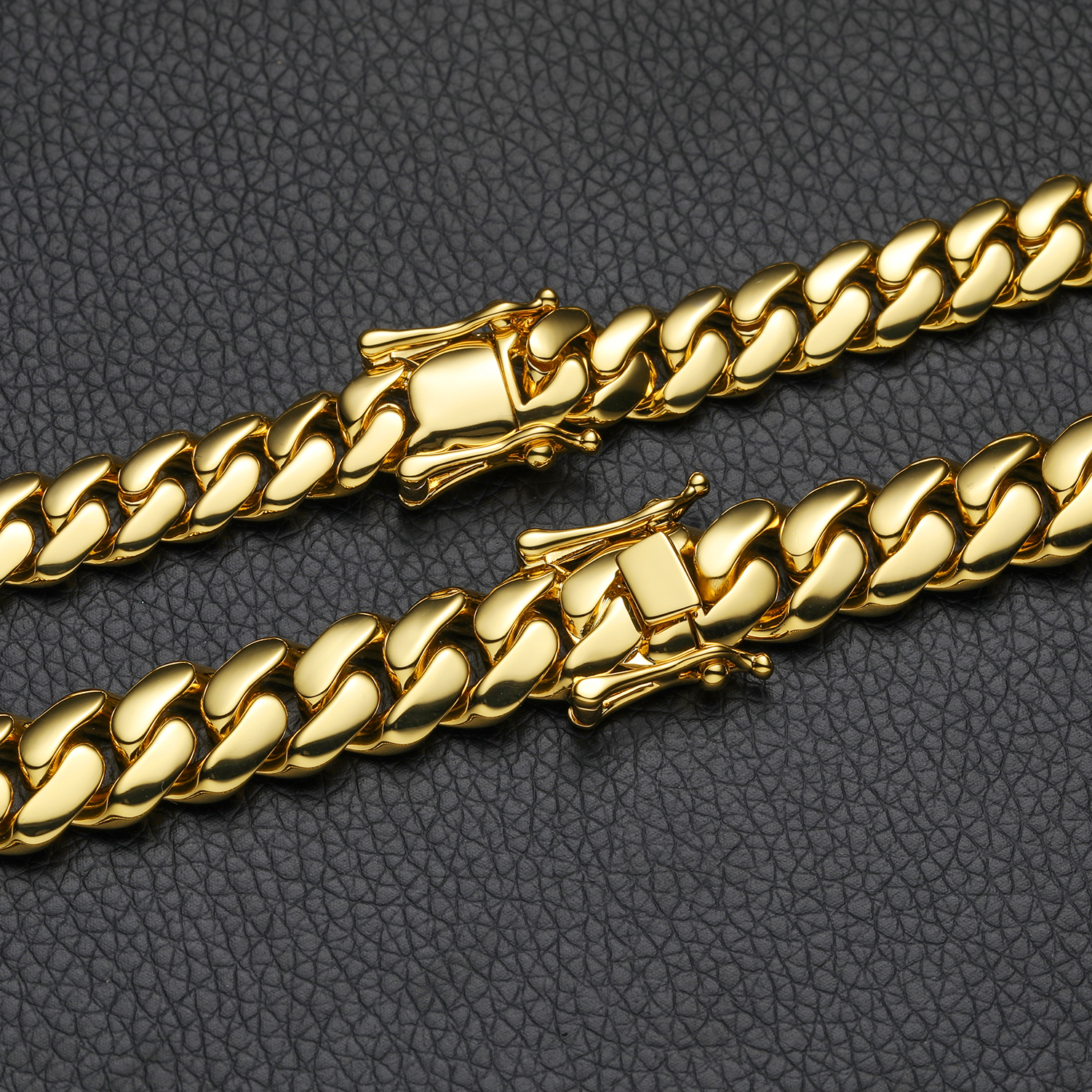 【10mm】【60cm】【18K刻印あり】【Miami Cuban】 匿名配送 18K Gold Cuban Link Chain Necklace - 10mm, 600mm, Stamped