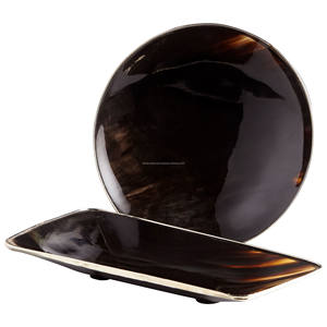 Plateau de service en forme de corne de citrouille, rectangulaire, pour le service, en corne fait à la main, en vente - Product Image 2