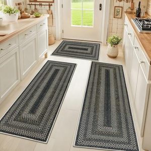 Tapis de sol de cuisine tissé antidérapant, résistant aux taches, absorbant l'eau, style moderne et simple, 70,87 pouces/180 cm, 23,62 pouces/60 cm - Product Image 4