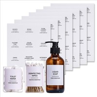 Ensemble de 144 autocollants pour salle de bain, étiquettes en vinyle imperméables pour shampoing, gel douche et contenants de rangement