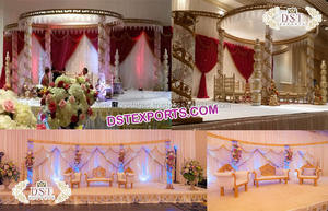 Mandap de Boda India de Última Tendencia con Corte de Diamante, Pilares de Palazzo para Boda Imperial, Mandap de Cristal, Mandap/Escenario de Boda Encantador ENGLAND - Product Image 4