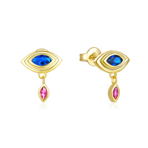 CANNER S925 <b>Sterling</b> <b>Silver</b> <b>Stud</b> <b>Earrings</b> 18K Gold Plated Color Stone Eye Drop <b>Earrings</b> with 5A Zircon 2024 <b>Earrings</b> Wholesale - Product Image 1