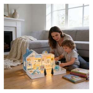 Kit de Casa de Muñecas de Plástico Personalizado con Muebles en Miniatura, Ventanas, Puertas, Luces, Regalo Creativo para Niños, Adultos y Coleccionistas - Product Image 6