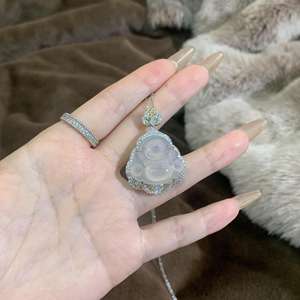 Pendentif Fulu en argent pur S925 avec topaze, collier de style chinois en forme de calebasse, collier en jade blanc, design de niche, collier clavicule - Product Image 4