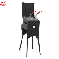 Friteuse extérieure commerciale au gaz propane liquide de 4 gallons avec support mobile Rebenet BF4C