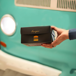 Tùy chỉnh có thể gập lại hamburger, khoai tây chiên, cánh gà, cá nhân bao bì thực phẩm màu đen, vuông trắng thẻ hộp giấy - Product Image 6