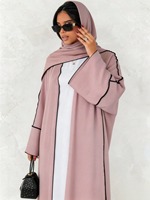 1 Stück Übergrößen-Muslimische Strickjacke, Atmungsaktives Komfortables Schwarzes Patchwork-Design Klassische Vielseitige Abaya