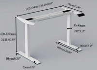 PRORIALS Cadre de bureau assis-debout réglable en hauteur, certifié BIS, classique, portable, extensible, en métal, vitesse 25 mm/s