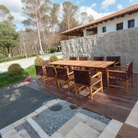 Meubles de jardin en teck au design moderne, table et chaises de salle à manger, ensemble de patio en corde tressée, restaurant, café, terrasse