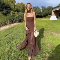 Robe longue élégante asymétrique en satin blanc, col halter, fente haute, pour soirée formelle, été automne, respirante, taille naturelle moderne