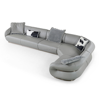 Hochwertiges Modulares Ledersofa-Set, Maßgefertigtes L-förmiges Sofa-Set für Wohnzimmer und Villenprojekte