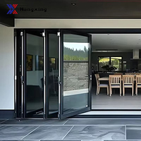 Puerta Plegable de Vidrio para Restaurante, Puerta Plegable de Seguridad de Aluminio, Puerta Plegable de Aluminio Negra, Puerta Plegable de Aluminio Gris