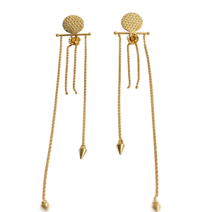 Pendientes Colgantes de Flor Vintage de Latón Chapado en Oro con Borlas Asimétricas para Mujer, Regalo para Fiesta - Product Image 1