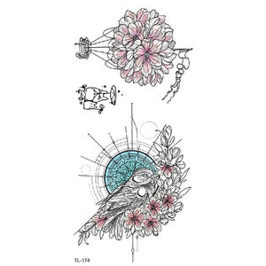 BXTAT TL169 TL174 piccole citazioni tatuaggi temporanei scarpe di bellezza viso occhio cuore bacio teschio cavallo piante erbacee fiori carta - Product Image 6