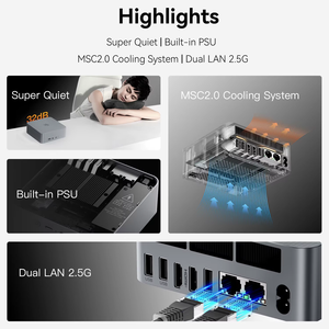 Mini <span class=keywords><strong>PC</strong></span> con Doble Ethernet 2.5G, AMD Ryzen 7 7735U de <span class=keywords><strong>8</strong></span> Núcleos, <span class=keywords><strong>Windows</strong></span> 11 Pro, Mini Computadora de Escritorio, Gráficos Radeon 680M, Servidor - Product Image 2