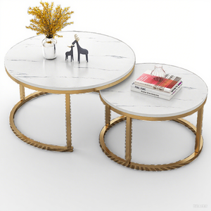 Tavolino da Caffè Moderno Quadrato in Marmo Convertibile con Struttura in Metallo, Altezza Regolabile, Arredamento Personalizzabile per Soggiorno - Product Image 6