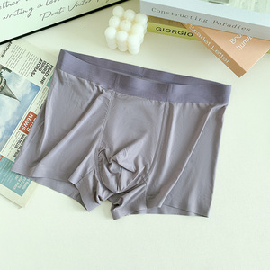 Thin Ice Men's Boxer Shorts Comfortable and Soft Silk Seamless Underwear <b>Boyshort</b> in Solid Color Panties Underwear - Product Image 5