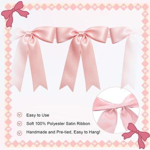 Guirnalda de Lazos de Satén Rosa con Lámina Dorada Pre-Hecha, Pancarta de Lazos al por Mayor, Decoración para Baby Shower, Primer Cumpleaños, Cuna de Bebé - Product Image 3