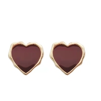 Boucles d'oreilles clous cœur grande taille rouge tendance pour femme et fille, style coréen, esthétique émaillée, pour la vie quotidienne, bijoux minimalistes, cadeaux
