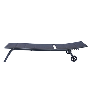 Chaise longue inclinable en métal réglable avec roues et siège en textile Chaise d'extérieur à cadre démontable pour <span class=keywords><strong>jardin</strong></span> ou hôtel - Product Image 5