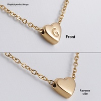 Collier Pendentif Cœur Lettre en Gros en Acier Inoxydable Plaqué Or, Bijou Initiales pour Femme, Idéal Cadeau