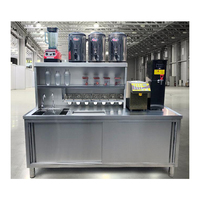 Desain dan Penyediaan Peralatan Bar Kafe dan Restoran, Meja Counter Stainless Steel untuk Milk Tea