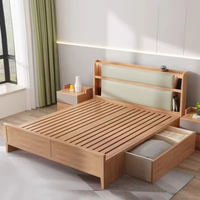 Lit moderne en bois de caoutchouc Delanto avec plateforme de rangement, taille King Queen, DE-0110, vente en gros depuis la Chine