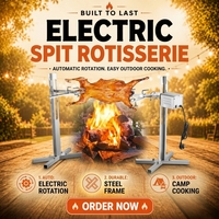 Barbecues d'extérieur en acier inoxydable avec rôtissoire pour porc et agneau entiers jusqu'à 60 kg, au gaz et au charbon de bois