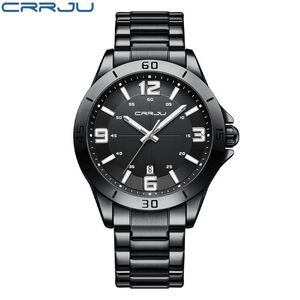 นาฬิกาข้อมือควอตซ์สแตนเลสสตีลสำหรับผู้ชาย CRRJU 5003 แสดงวันที่อัตโนมัติ เข็มเรืองแสง หน้าปัดอนาล็อก กระจกแสดงผล - Product Image 5