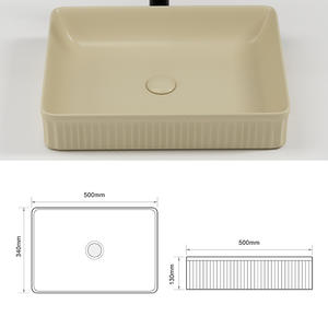 חדר שינה צבע מט פסים מלבני מעל שולחן אמנות שטיפת ידיים כיור כיור כיור קרמי כיור כיור אמבטיה כיור כלי אמבטיה - Product Image 2