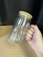 Gobelet en verre à sublimation de 16 oz, 20 oz, 25 oz, avec couvercle en bambou et paille, cadeau pour fête, vente chaude aux États-Unis