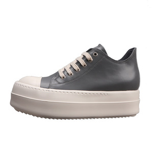Chaussures plateforme de créateur pour hommes, baskets basses en cuir gris à semelle épaisse, chaussures tendance pour femmes, chaussures augmentant la taille de 6 cm - Product Image 3