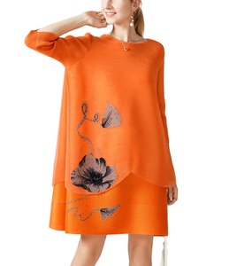 Elegante sottile maxi increspature fiori drape o collo pieghettato il vestito - Product Image 1