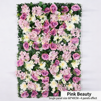 Panneau mural de fleurs artificielles roses et blanches, roses, pivoines, hortensias, toile de fond de fleurs artificielles pour mariage, fête, salon, décoration de fenêtre