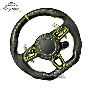 Volante Deportivo Personalizado de Fibra de Carbono Auténtica en Negro y <span class=keywords><strong>Verde</strong></span> para Porsche 911 718 Panamera Cayenne Taycan Boxster Cayman <span class=keywords><strong>Macan</strong></span> - Product Image 4