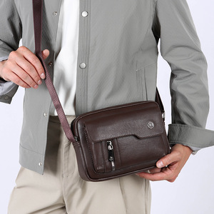 Bolso de Mensajero de Cuero PU para Hombre, Bolso de Hombro para Teléfono Móvil, Bolso de Viaje Pequeño, Bolso de Cintura con Múltiples Bolsillos, Bolsos de Pecho Masculinos - Product Image 5