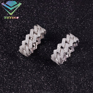 Anillo Cubano de Alta Calidad con Incrustaciones de Diamantes de Imitación VVS, 2 Filas, Estilo Hip Hop para Hombre, Plata de Ley 925 Chapada en Oro, con Certificado GRA - Product Image 1