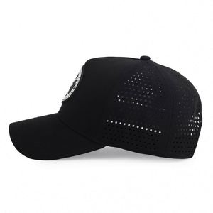 Wholesale Custom Unstructured 5 Panel <b>Frame</b> Baseball Cap Laser Cut Hole Rubber PVC Logo Common Adjustable Professional OEM - Product Image 3