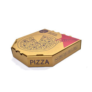 Boîte à pizza personnalisée en papier ondulé brun rouge jaune noir Boîte d'emballage alimentaire en papier kraft - Product Image 1