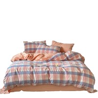 Ensemble de literie pour dortoir en coton 100% pur, 4 pièces, style nordique, couleur unie, motif géométrique, lavé, toutes saisons, personnalisable